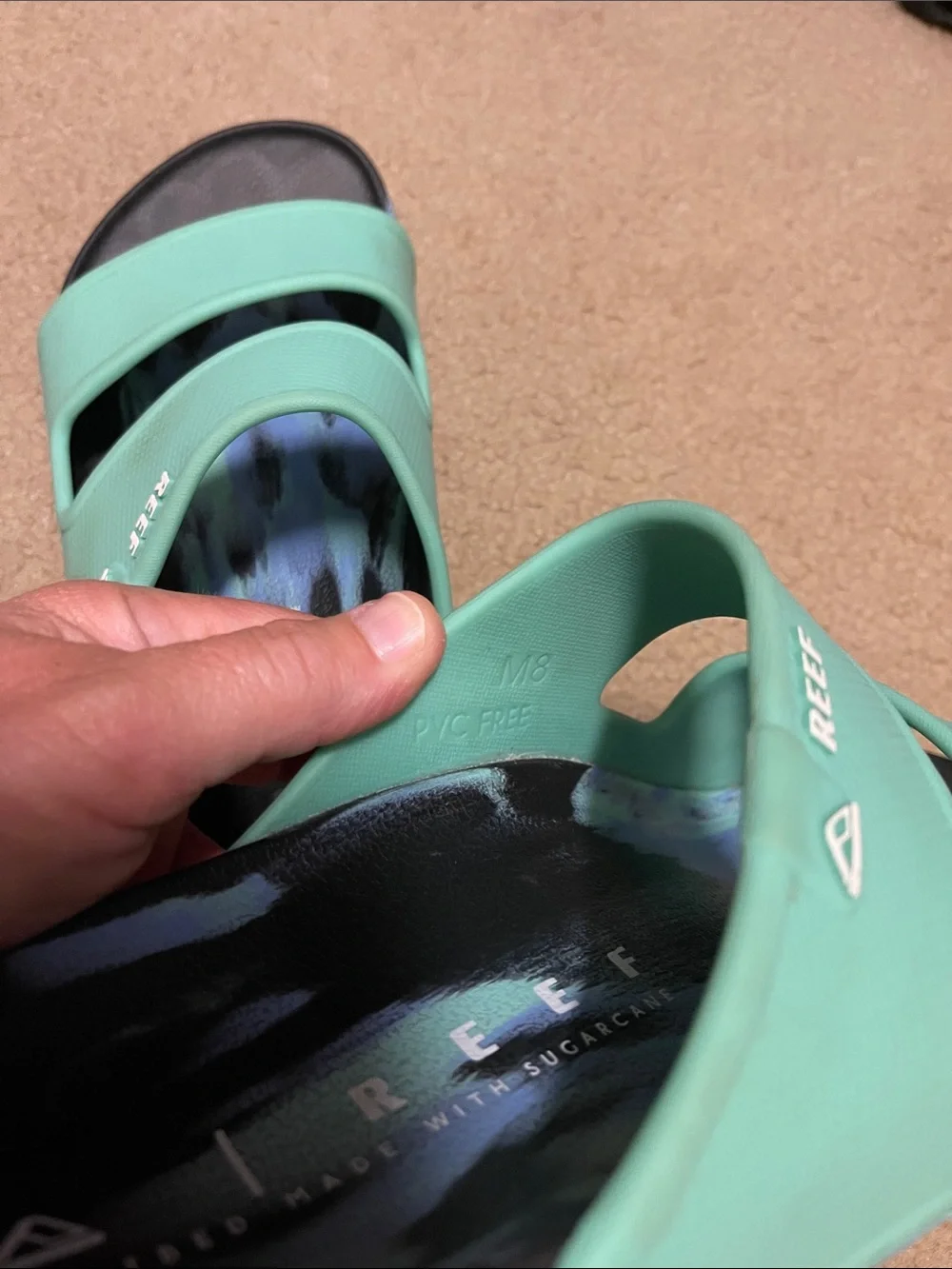 Reef Men's Mint Green Dual-Strap Slide Sandals